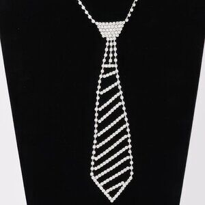 Rhinestone Necktie Necklace